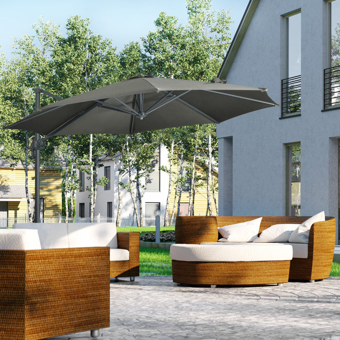 Outsunny Φ9.6' Parasol De Patio Decale Poteau En Aluminium Rotation A 360°