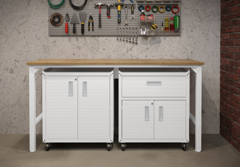 Ensemble de garage moderne Fortress 3 pieces en blanc
