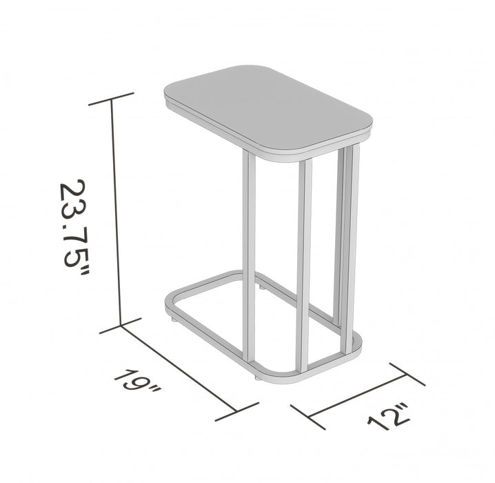 Table de bout en forme de C de 19 po - apparence de marbre avec métal doré