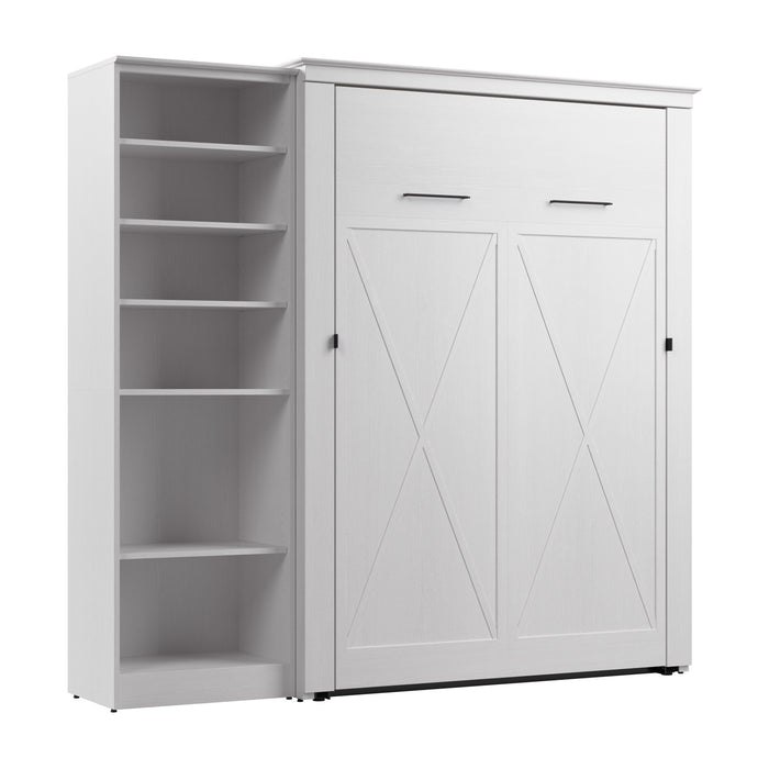 Lit double escamotable Key West de Bestar de 88 po (L) avec organisateur de garde-robe - blanc chêne solide