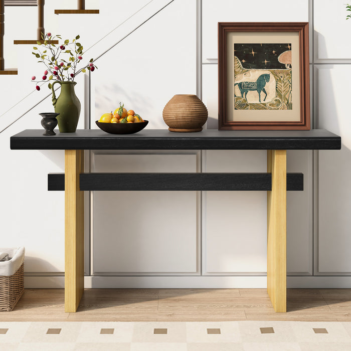 Console de style maison de campagne Emma 150 cm pour entrée - finition noire et brune