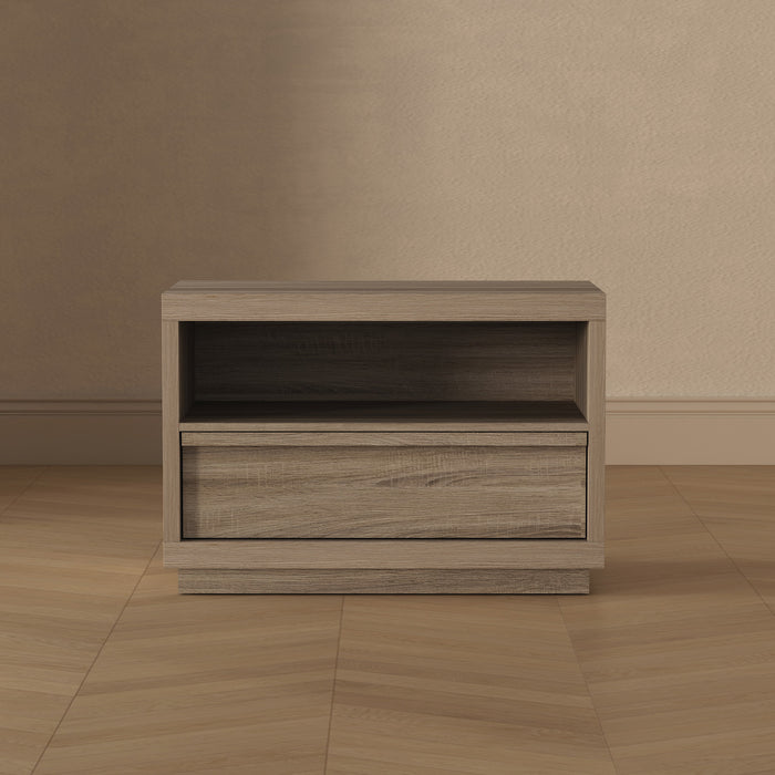 Table de nuit contemporaine Navis 32\" en chene naturel (1 tiroir)