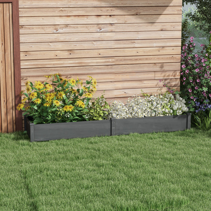 Outsunny Lit De Jardin Sureleve En Bois Avec 2 Jardinieres, Gris