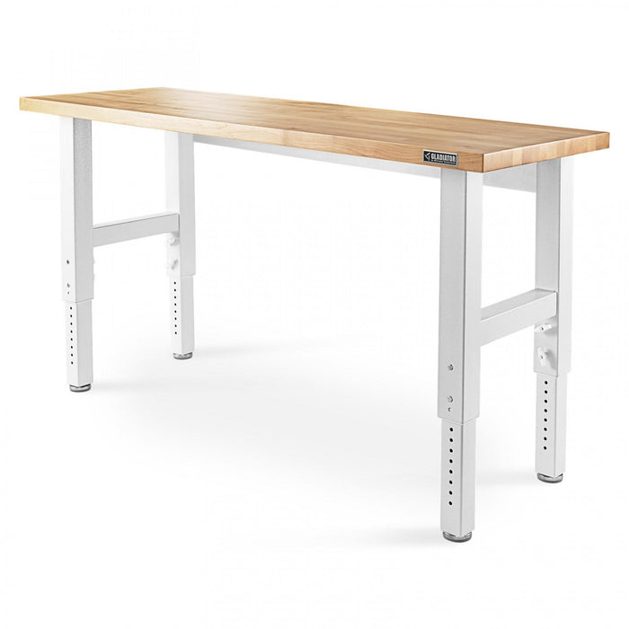 Établi de 6 pi à hauteur réglable en bois franc de Gladiator - blanc martelé