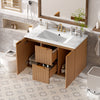Aiden 36-Inch Wall-Mounted Bathroom Vanity with Soft-Close Storage and Ceramic Sink,Wood | Aiden meuble de salle de bain mural 36 pouces avec rangement a fermeture douce et vasque en ceramique, bois