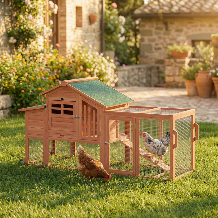 Poulailler avec enclos, maison mobile en bois