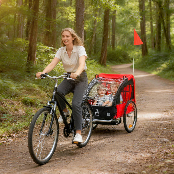 Remorque Velo Enfant a 2 Places Aosom, Rouge