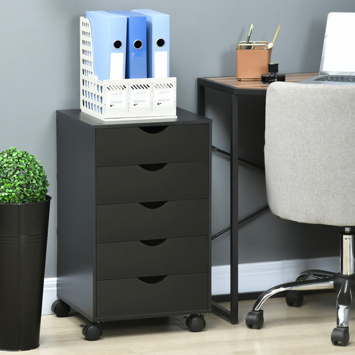 Homcom Organisateur De Rangement De Fichiers 5 Tiroirs, Noir