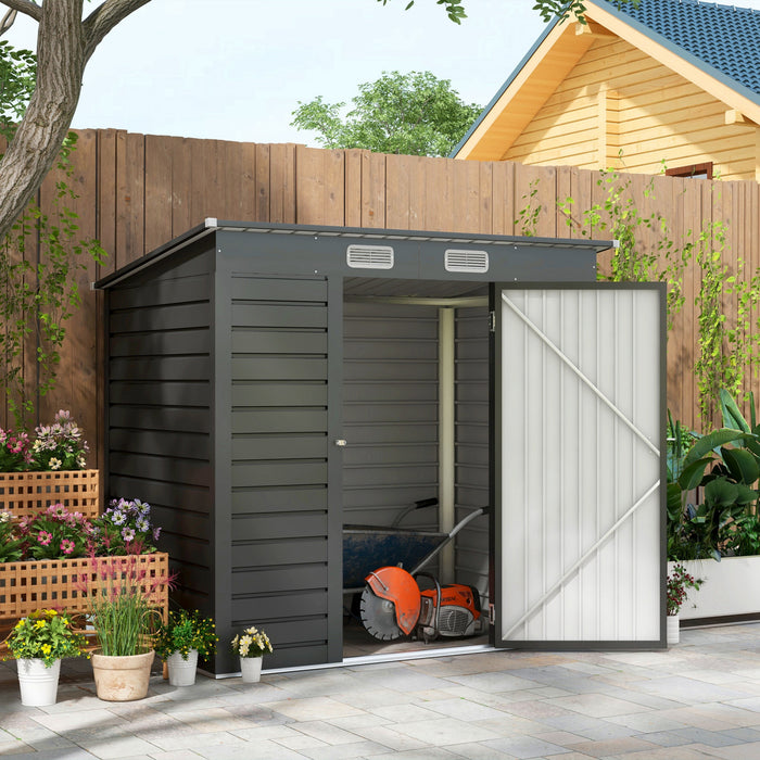 Outsunny Abri De Jardin En Metal Galvanise 6 X 4 Pieds Avec 2 Events