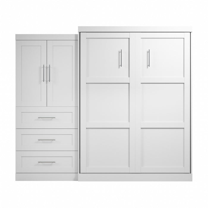 Grand lit escamotable Pur de Bestar de 101 po (L) avec meuble de rangement et tiroirs - blanc