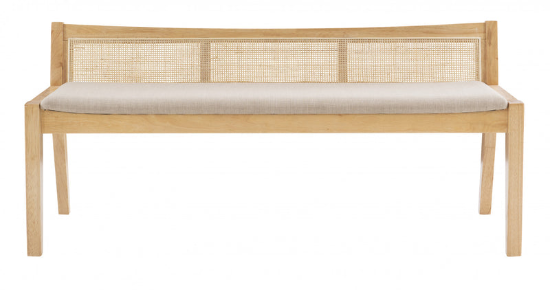 Banc Bauer en tissu et en cannage - naturel