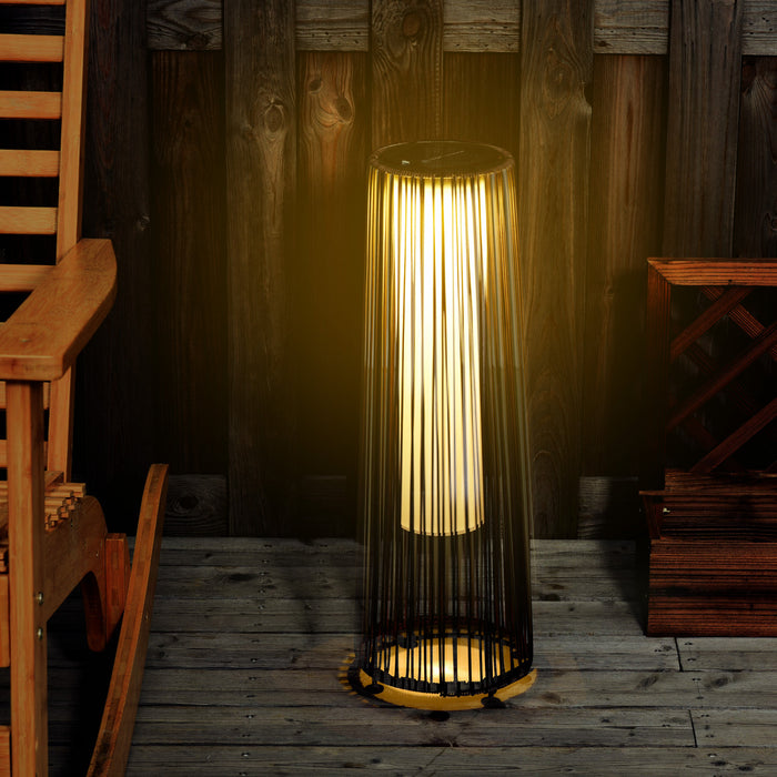 Outsunny Lampe Solaire en Rotin 24\", Lampe d'Exterieur Automatique, Marron