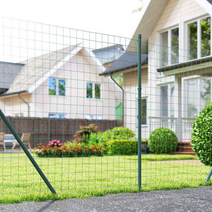 Outsunny Cloture de Jardin, Rouleau de Cloture Soudee, Acier Plastifie Vert