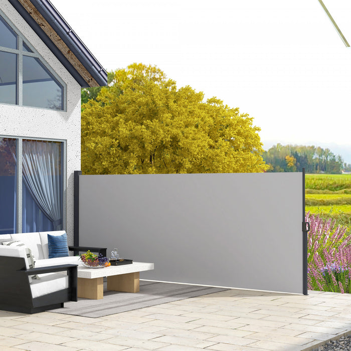 Outsunny Auvent Lateral Retractable 13'x5', Ecran De Confidentialite, Gris