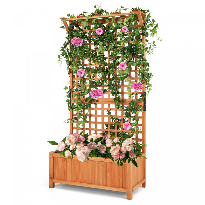 Costway A Eleve Le Conteneur Des Plantes D'escalade De La Boite Du Planteur De Lit De Jardin Avec Trellis & Toit Suspendu