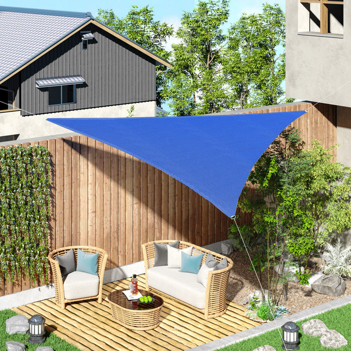 Outsunny Triangle 16,4' Canopy Sun Sail Shade Garden Cover Uv Protector Abri Exterieur De Pelouse Pour Patio Avec Sac De Transport (bleu)