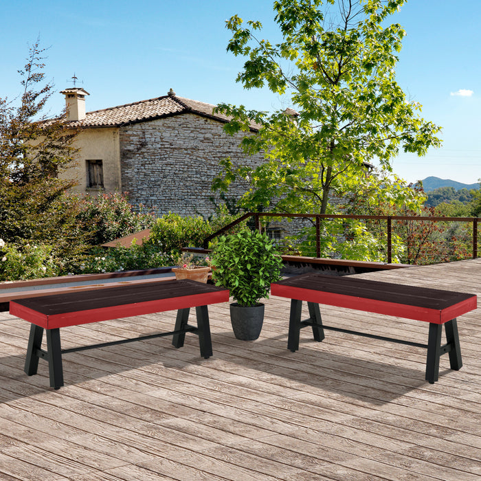 Outsunny Lot De 2 Tabourets De Jardin, Banc De Parc Exterieur, Marron