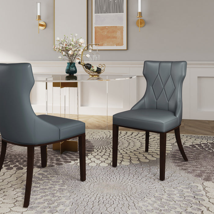 Chaise de salle a manger traditionnelle en bois Reine avec revetement en tissu gris - Lot de 4