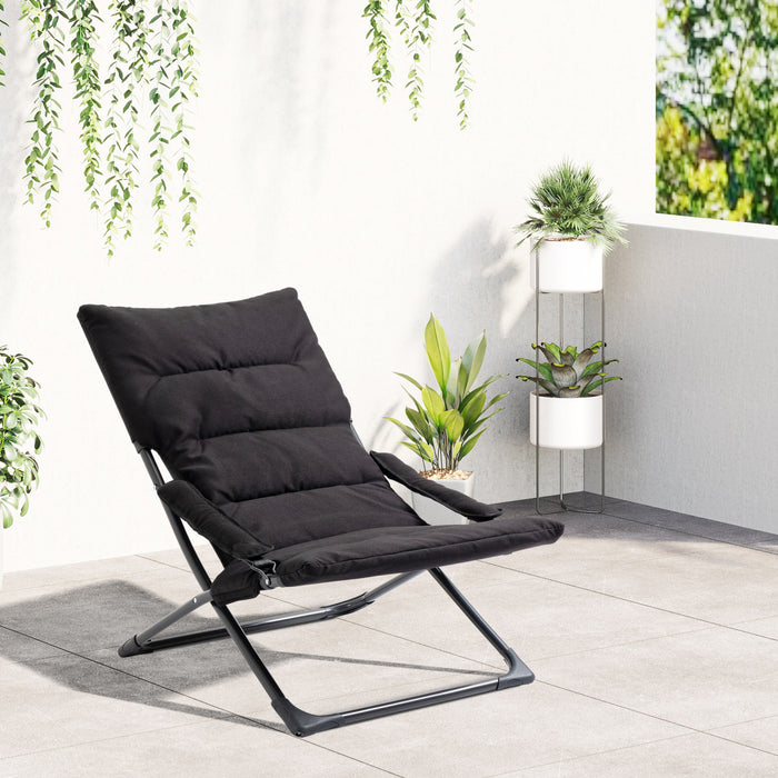 Chaise Longue Pliante Outsunny, Chaise De Camping De Plage, Noire