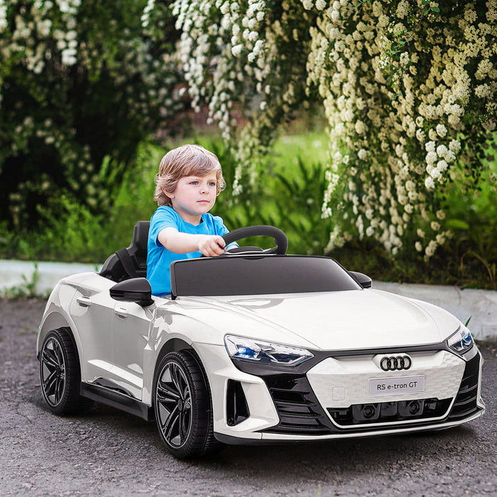 Aosom Audi Voiture Electrique Sous Licence Sur Avec Telecommande, 12v 3.1 Mph Jouet Pour 37-60 Mois Garcons Et Filles Avec Systeme De Suspension, Klaxon, Musique, Lumieres, Blanc