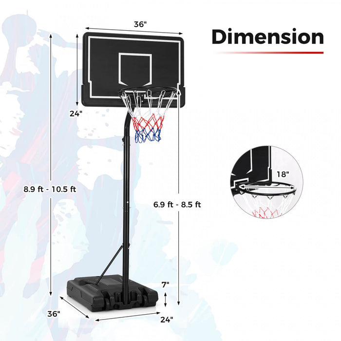 Costway 6.9-8.5 Ft Cercle De Basket-ball Exterieur Portable Avec Tableau Arriere Pc A L'epreuve