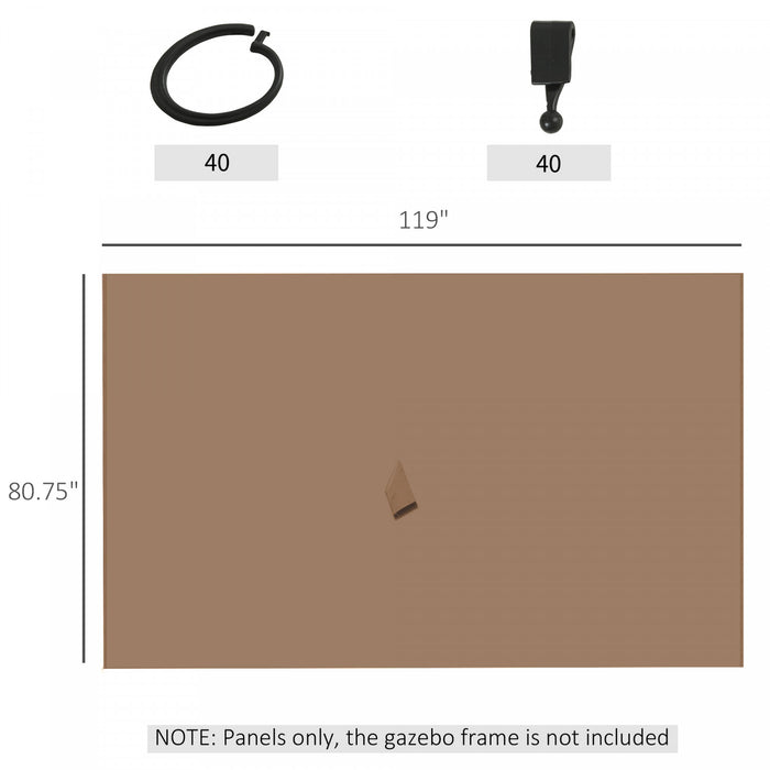 Outsunny Ensemble De Parois Laterales De Gazebo Universel Avec 4 Panneaux, Crochets/anneaux En C Inclus Pour Pergolas Et Cabanas, Marron