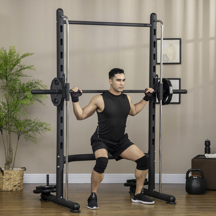 Soozier Support De Squat Reglable Avec Barre De Traction Presse Banc