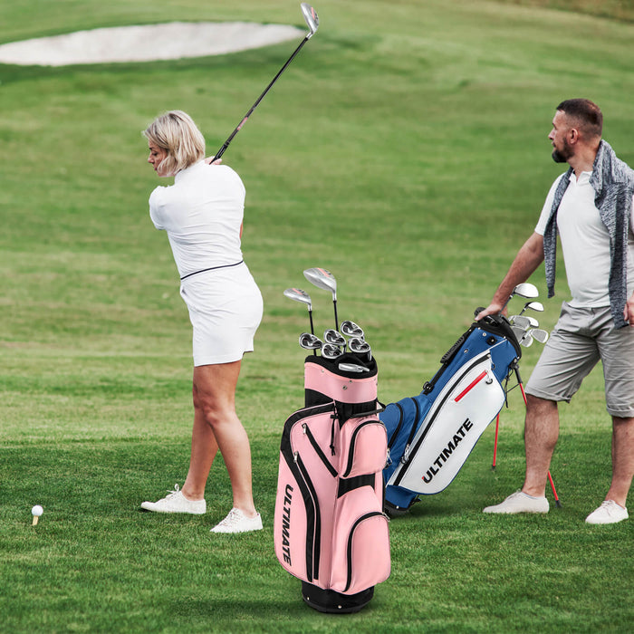 Ensemble De Clubs De Golf Pour Femmes, 3 Crosses De Golf En Bois, 5 Crosses De Golf En Fer, 1 Tige-poussoir Et 1 Sac De Balle, Grande Espace De Rangement Et Base Antiderapante