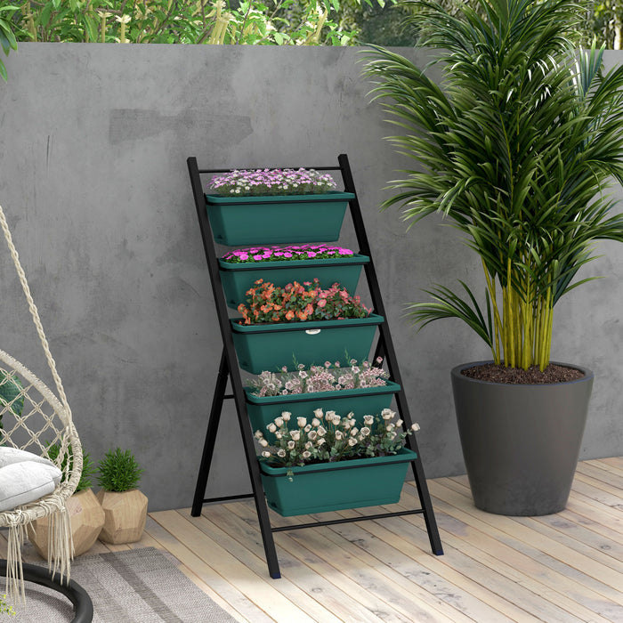 Outsunny Jardin Vertical Sureleve A 5 Niveaux Avec 5 Bacs A Plantes