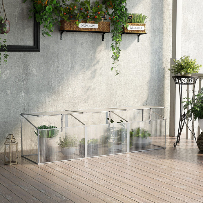Mini Serre De Jardin Serre A Tomates 181l X 51l X 51h Cm 3 Pannneaux Toits Ouvrables Alu. Polycarbonate