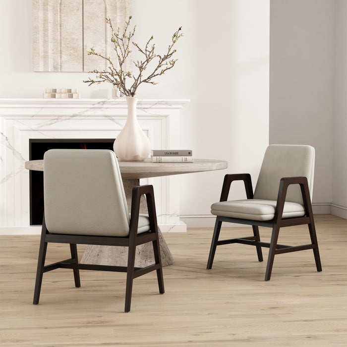 Fauteuil moderne Stella en velours avec accoudoirs en bois, coloris champagne - Lot de 2