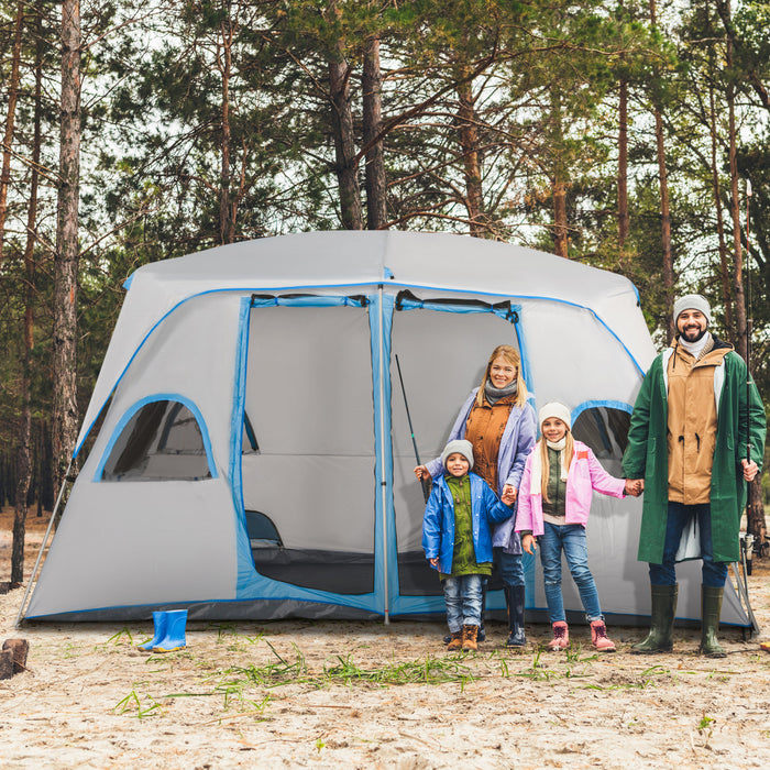 Outsunny Tente De Camping Tente Familiale 4-8 Personnes Avec 2 Chambres