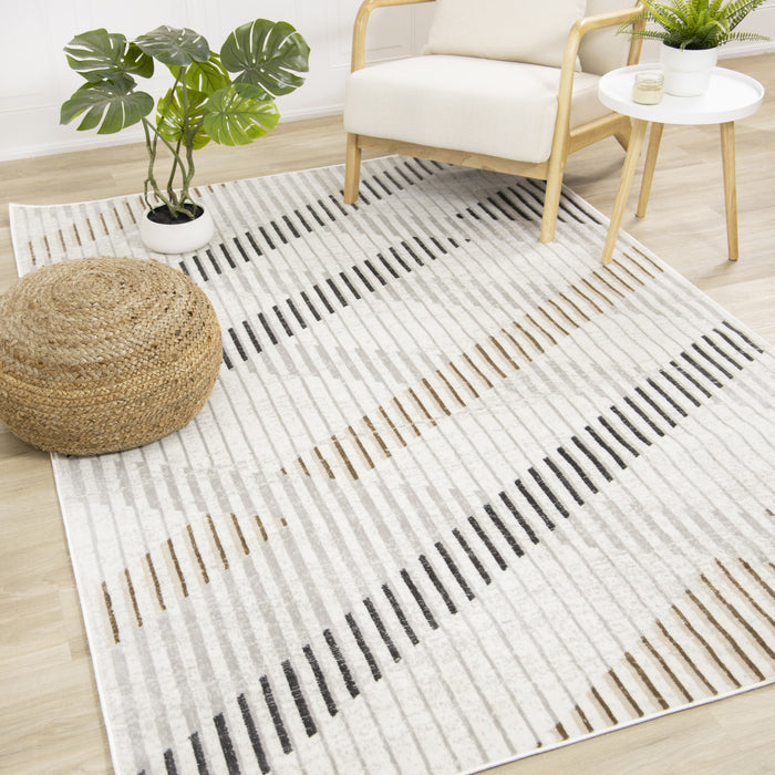 Carpette à motifs de lignes de tressage multicolore lavable à la machine - 5 pi 3 po x 7 pi 7 po