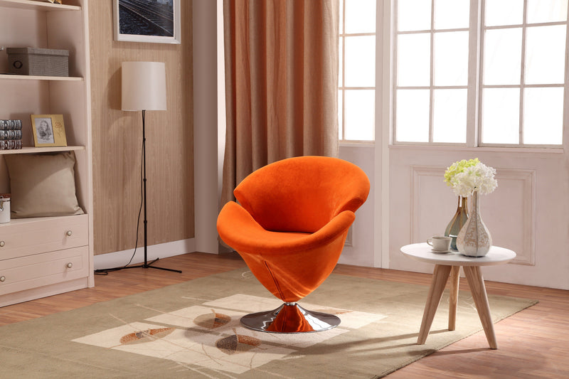 Fauteuil lounge pivotant moderne en velours Tulip orange - Lot de 2