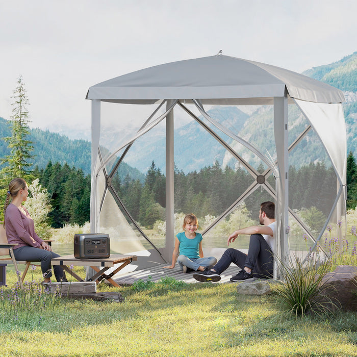Outsunny Tente De Camping A Ecran Escamotable Installation Instantanee Gris