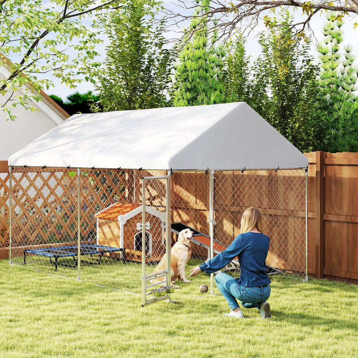 Dog Run W/ Adjustable & Rotatable Bowls 13.1' X 7.5' X 7.5'