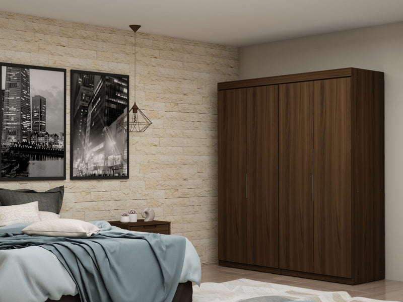 Armoire contemporaine moderne Mulberry 2 pieces en brun chataigne
