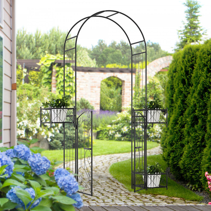 Outsunny Arche De Jardin En Metal, Treillis Pour Plantes Grimpantes Noir