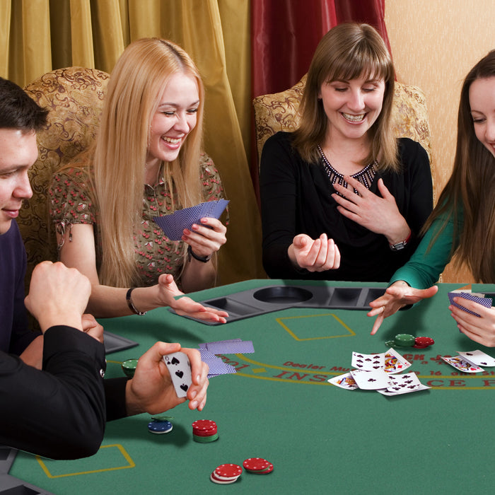 Soozier Table de poker pliante 47\" pour 8 joueurs avec porte-gobelets, vert