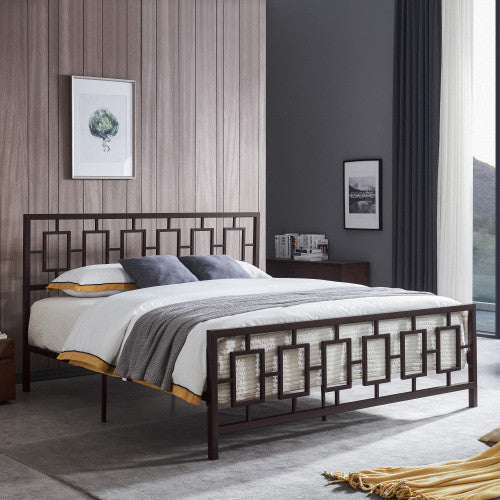 Henry Cadre De Lit En Metal Avec Tete De Lit Vintage, Taille King, Cuivre