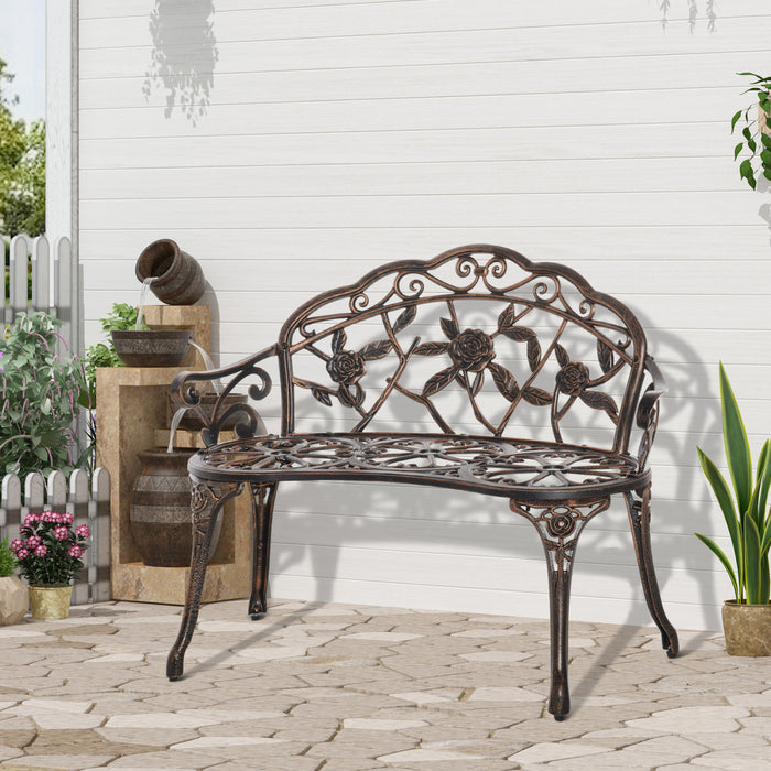 Banc De Jardin Exterieur Outsunny 40\" Pour Jardin, Porche, Balcon, Bronze