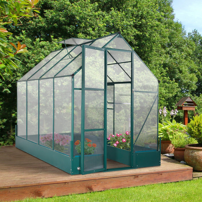 Outsunny 8.2' X 6.2' Jardin De Plantes D'exterieur A Effet De Serre, Fenetre A Temperature Controlee, Avec Fondation