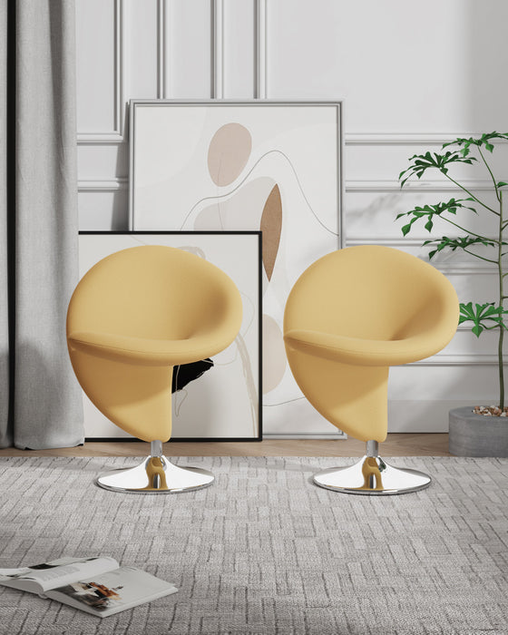Fauteuil pivotant moderne en laine melangee Curl jaune - Lot de 2