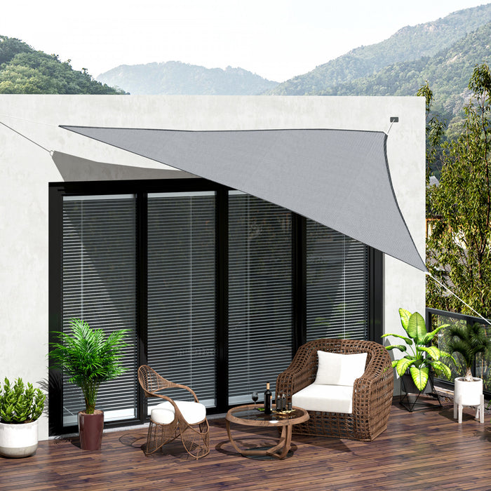 Outsunny 12' Canopee Voile D'ombrage Triangle Pour Jardin, Couverture De Protection Uv, Abri De Pelouse Pour Patio Exterieur Avec Sac De Transport, Gris