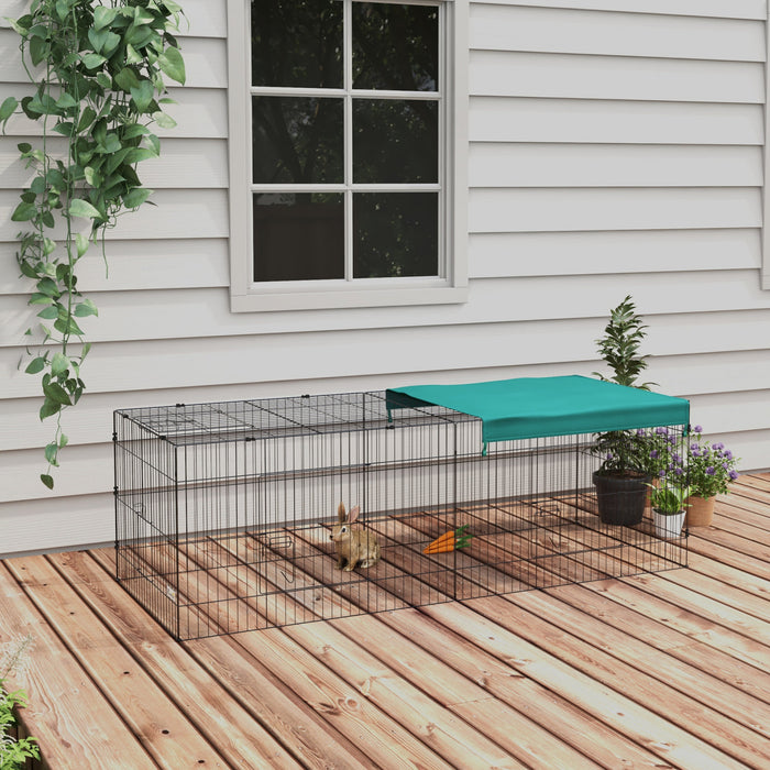 Pawhut Cage Pour Petits Animaux, Parc Pour Poulets, Lapins, Chinchillas, Parc Exterieur Pour Petits Animaux Avec Toit, 87\" X 34\" X 28\", Vert