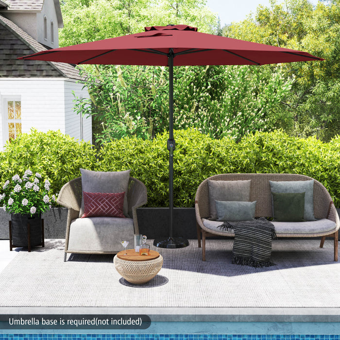 Parasol de jardin Costway 12 pieds, parasol de marche exterieur avec manivelle, 8 baleines robustes rouge