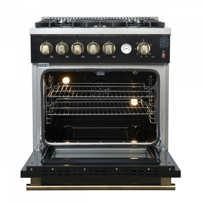 Cuisiniere a gaz Giovanni 30 pouces noire, 4,32 pi³ – FFSGS6274-30BLK