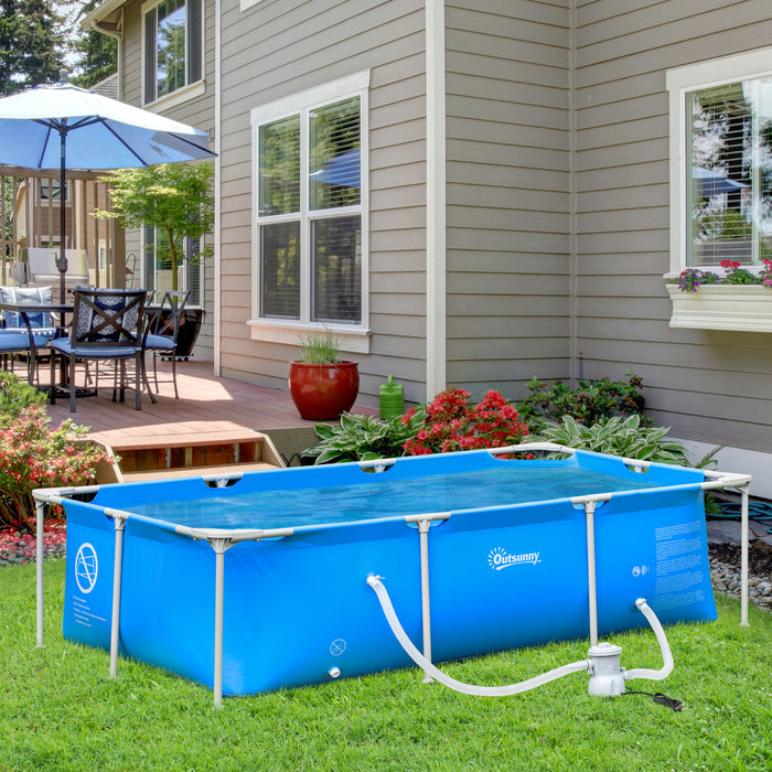 Outsunny 8,3' X 5' X 26\" Ensemble De Piscine Hors Terre Avec Cadre, Bleu