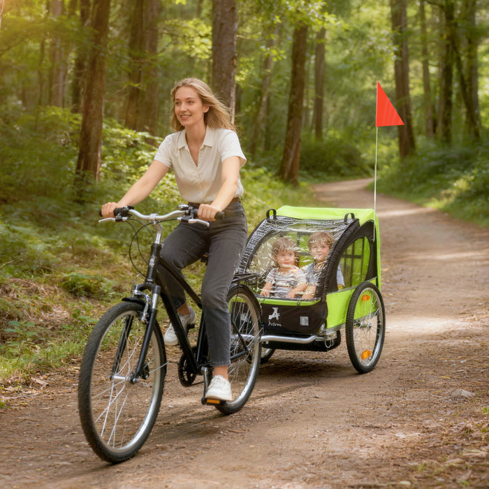 Aosom Remorque Velo Enfants a 2 Places, Vert