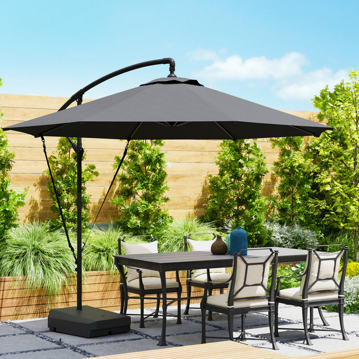 Outsunny Parasol De Terrasse De10pi Avec Base Rechargeable Et Housse, Gris